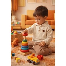Baby Hola Polo Yaka Pantolonlu Müslin Kumaş  Erkek Bebek Ikili Takım Set Babyhola