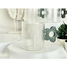 Aden Glass Papatya Kulplu Kahve Kupası Cam Bardak 300 ml