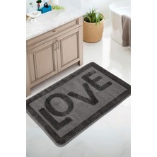 Konfor Halı Doğal Kaymaz Taban Banyo Paspas Uzun Ömürlü Yumuşak Dokulu Su Emici Yıkanabilir Yazılı Paspas Love 60X100