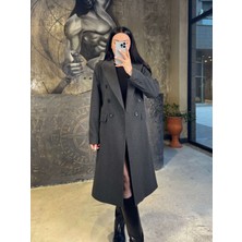 Miss Swans Menor Düğmeli Kaşe Kaban Antrasit