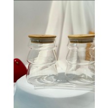 Aden Glass Bambu Kapak Isıya Dayanıklı Pipetli Bardak Kahve Kupası 400 ml