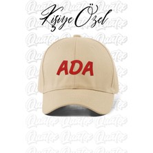 Quatex [istediğiniz Ismi Nakışla Yazıyoruz] - Kişiye Özel Şapka - Krem %100 Pamuk Gabardin Unise