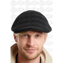 Quatex Kaşe Kışlık Ördek Şapka - Siyah %100 Kaşe Kumaş Unisex Model