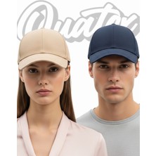 Quatex Basic Şapka 2'li Paket – Lacivert - Krem %100 Pamuk Gabardin Unisex Model