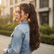 Pazarcan Bağlamalı Dalgalı At Kuyruğu / Kahve Karamel