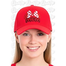 Quatex Mickey Mom Nakışlı Şapka – Kırmızı %100 Pamuk Gabardin Unisex Model
