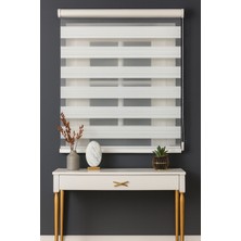 Givayo Stor Ekru Beyaz Geniş Pliseli Düz Zebra Stor Perde