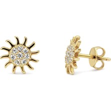 Zeya Kuyumculuk 14 Ayar Altın Taşlı Güneş Küpe