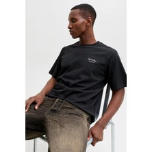 Jack & Jones Erkek Jjearchıve Bisiklet Yaka Kısa Kollu %100 Pamuk T-Shirt 12287990 Siyah