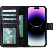 Gp Iguana Apple iPhone 15 Pro Uyumlu Deri Cüzdanlı Kılıf Mwwn Rst1 Siyah