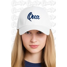 Quatex Qua Nakışlı Şapka – Beyaz %100 Pamuk Gabardin Unisex Model