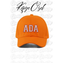 Quatex [istediğiniz Ismi Nakışla Yazıyoruz] - Kişiye Özel Şapka - Turuncu %100 Pamuk Gabardin Un