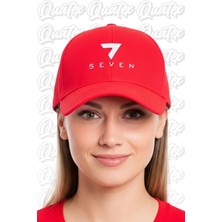 Quatex Seven Nakışlı Şapka – Kırmızı %100 Pamuk Gabardin Unisex Model