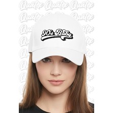 Quatex 90's Baby Nakışlı Şapka – Beyaz %100 Pamuk Gabardin Unisex Model
