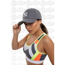 Quatex Unisex Gri Nakışlı Şapka %100 Pamuk Gabardin Desenli Casual Kullanım İçin Güneş Koruması