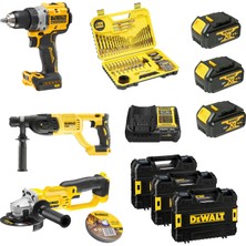 Dewalt 18V 3'lü Set (Darbesiz Matkap, Taşlama, Kırıcı-Delici, 3 Akü, 1 Şarj Cihazı)