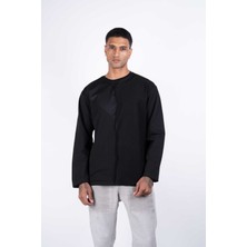 Ex-Pent Erkek Regular Fit Poplin Garnili Siyah Sweatshirt