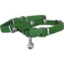 Pazarcan Kadife Kedi Boyun Tasması Kar Taneli 20-32 cm Yeşil