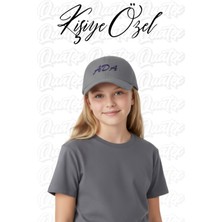 Quatex [istediğiniz Ismi Nakışla Yazıyoruz] - Kişiye Özel Çocuk Şapka - Gri %100 Pamuk Gabardin