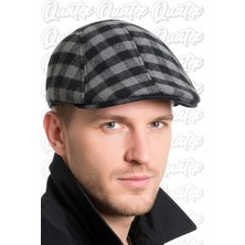 Quatex Kaşe Kışlık Ördek Şapka - Gri %100 Kaşe Kumaş Unisex Model