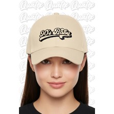 Quatex 90's Baby Nakışlı Şapka – Krem %100 Pamuk Gabardin Unisex Model