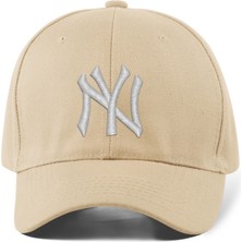Quatex Ny New York Nakışlı Şapka – Krem %100 Pamuk Gabardin Unisex Model