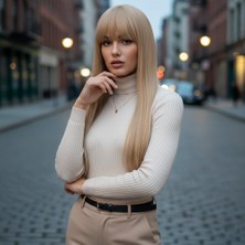 Pazarcan Düz Perçemli Uzun Fiber Sentetik Peruk / Balköpüğü