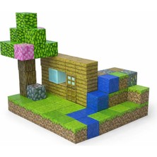 Minelox T008 Wood Garden 100 Adet Mine Craft Magnetik Küp Yapı Blokları Oyuncak Seti