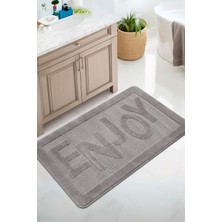 Konfor Halı Doğal Kaymaz Taban Banyo Paspas Uzun Ömürlü Yumuşak Dokulu Su Emici Yıkanabilir Yazılı Paspas Enjoy 60X100