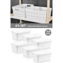 Meleni Home 6'lı Delikli Dekoratif Piramit Saklama Kutusu - Dolap Içi Düzenleyici Organizer Kutu 10,8 Lt Beyaz