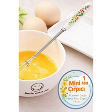 Neler Geldi Neler Mini Kahve Çırpıcı Porselen Saplı Süt Yumurta Çırpıcı 19 cm Desenli Çırpıcı Tel