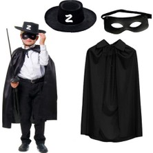 Zoorro Pelerin Şapkası ve Maske Seti Çocuk Boy