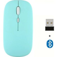 MobaxAksesuar Bluetooth Mouse Fare Tablet Telefon Laptop Windows Uyumlu Kablosuz Şarjlı Slim Renkli