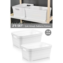 Meleni Home 2 Adet Dekoratif Piramit Saklama Kutusu - Dolap Içi Düzenleyici Organizer Kutu 10,8 Litre Beyaz