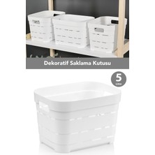 Meleni Home Delikli Dekoratif Piramit Saklama Kutusu - Dolap Düzenleyici Çok Amaçlı Organizer 5 Lt Beyaz