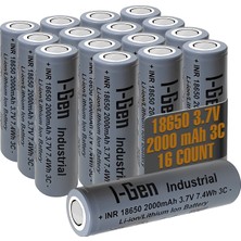 I-Gen Batteries Industrial E001 Inr 18650 3.7V 2000 Mah 3c 7.4WH Li-Ion Şarjlı Pil Düz Başlı Lityum Pil