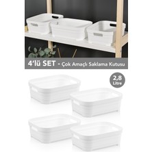 Meleni Home 4 Adet Dekoratif Piramit Saklama Kutusu - Dolap Içi Düzenleyici Organizer Kutu 2,8 Litre Beyaz