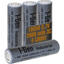 I-Gen Batteries Industrial E001 Inr 18650 3.7V 2000 Mah 3c 7.4WH Li-Ion Şarjlı Pil Düz Başlı Lityum Pil