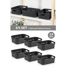 Meleni Home 6'lı Delikli Dekoratif Piramit Saklama Kutusu - Dolap Düzenleyici Organizer Kutu 2,8 Lt Antrasit