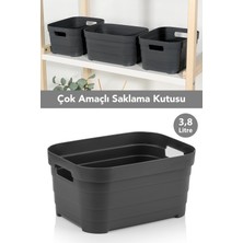 Meleni Home 1 Adet Dekoratif Piramit Saklama Kutusu - Dolap Içi Düzenleyici Organizer Kutu 3,8 Litre Antrasit