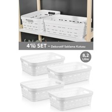 Meleni Home 4'lü Delikli Dekoratif Piramit Saklama Kutusu - Dolap Içi Düzenleyici Organizer Kutu 8,2 Lt Beyaz