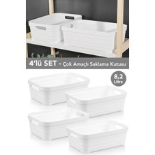 Meleni Home 4 Adet Dekoratif Piramit Saklama Kutusu - Dolap Içi Düzenleyici Çok Amaçlı Organizer 8,2 Litre Beyaz