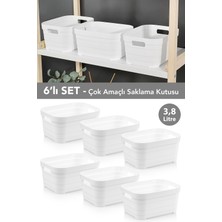 Meleni Home 6 Adet Dekoratif Piramit Saklama Kutusu - Dolap Içi Düzenleyici Organizer Kutu 3,8 Litre Beyaz