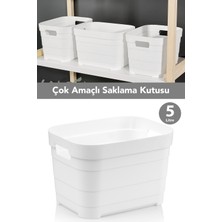 Meleni Home 1 Adet Dekoratif Piramit Saklama Kutusu - Dolap Içi Düzenleyici Çok Amaçlı Organizer 5 Litre Beyaz