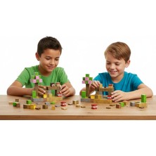 Minelox T048 Jungle Building 100 Adet Mine Craft Magnetik Küp Yapı Blokları Oyuncak Seti