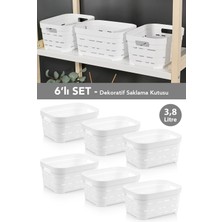 Meleni Home 6'lı Delikli Dekoratif Piramit Saklama Kutusu - Dolap Içi Düzenleyici Organizer Kutu 3,8 Lt Beyaz