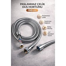 Suvia Duş Hortumu 150 cm Paslanmaz Çelik | 1/2” Standart Uyum | Sızdırmaz ve Esnek