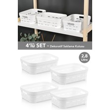 Meleni Home 4'lü Delikli Dekoratif Piramit Saklama Kutusu - Dolap Düzenleyici Çok Amaçlı Organizer 2,8 Lt Beyaz