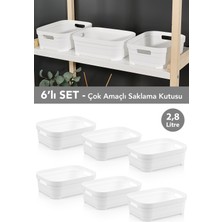 Meleni Home 6 Adet Dekoratif Piramit Saklama Kutusu - Dolap Içi Düzenleyici Organizer Kutu 2,8 Litre Beyaz