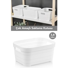 Meleni Home 1 Adet Dekoratif Piramit Saklama Kutusu - Dolap Içi Düzenleyici Organizer Kutu 3,8 Litre Beyaz